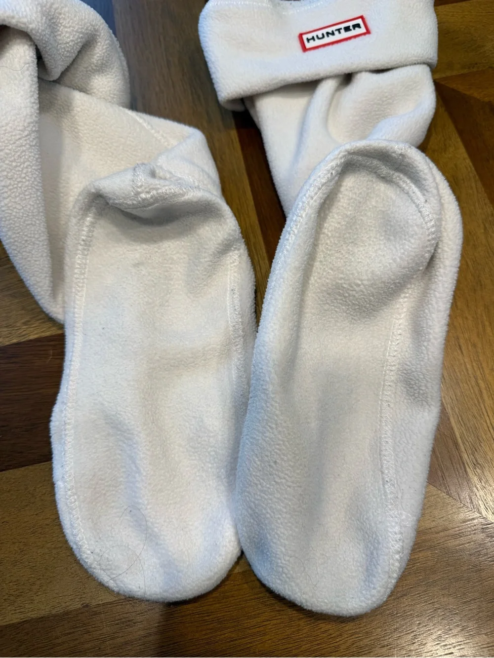 Hunter White Fleece Boot Liners with Red Logo